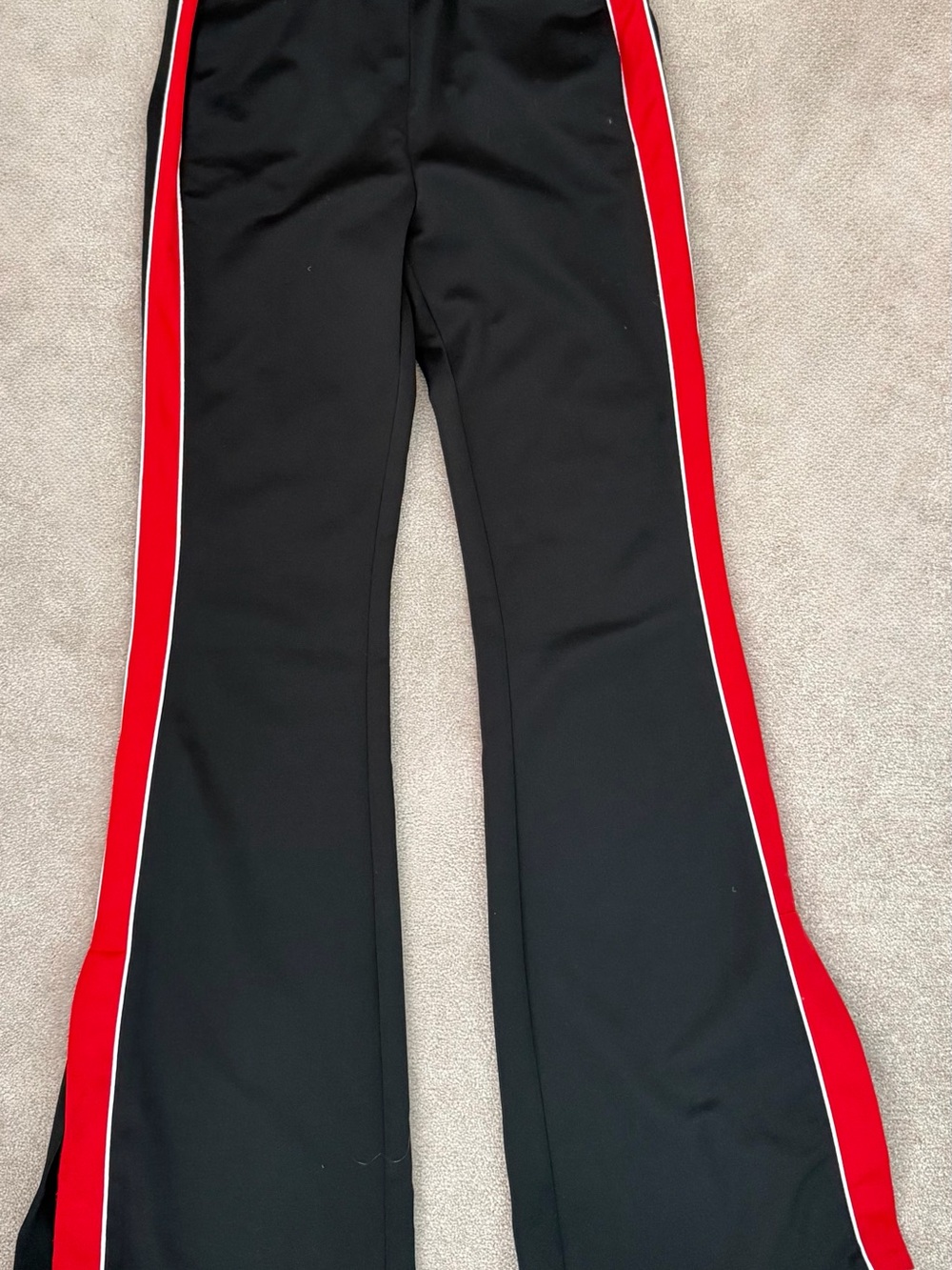 Kids Black Track Pants with Red Side Stripe